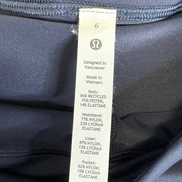 Lululemon Pace Rival Skirt Skort Womens Size 6 Navy Blue Run Golf Tennis - Picture 4 of 4